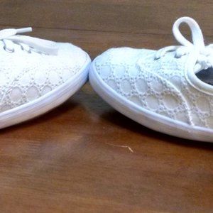 Women's Keds White Eyelet Ballerina Slip-On Flats Shoes Size 8M